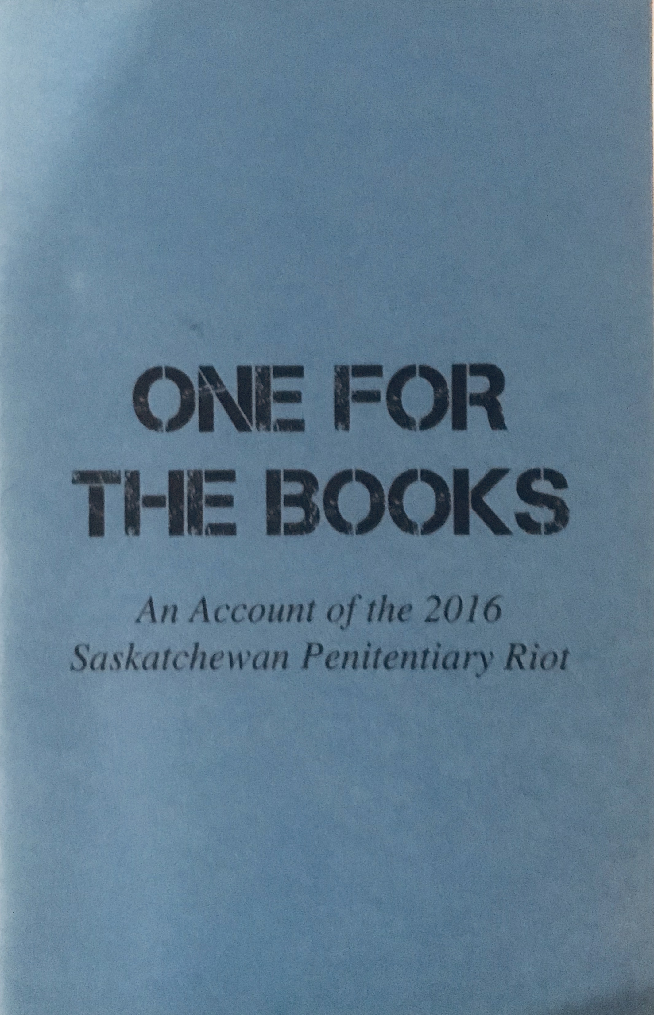 Cover of One For the Books: black text on blue background 