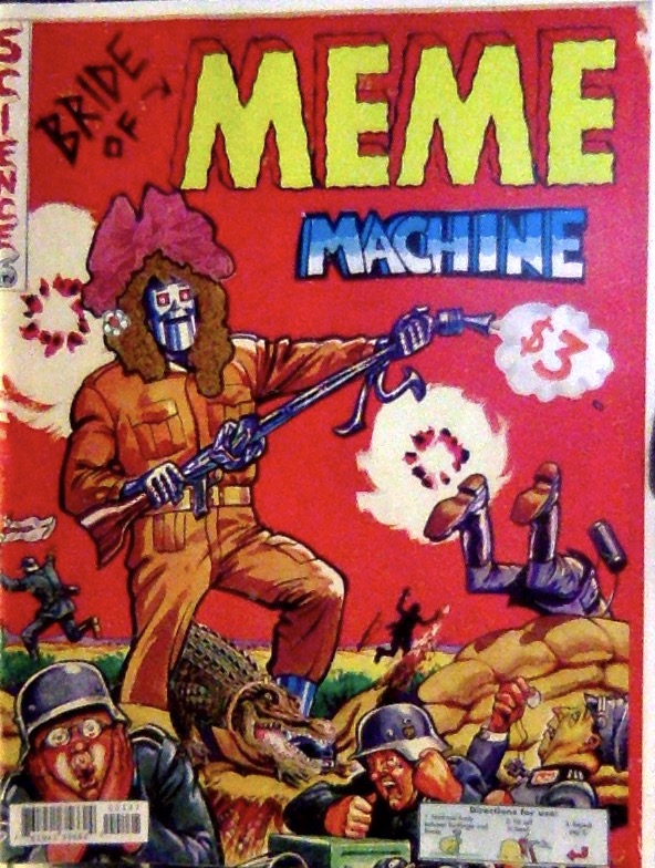 Full colour illustration of soldiers and a crocodile.