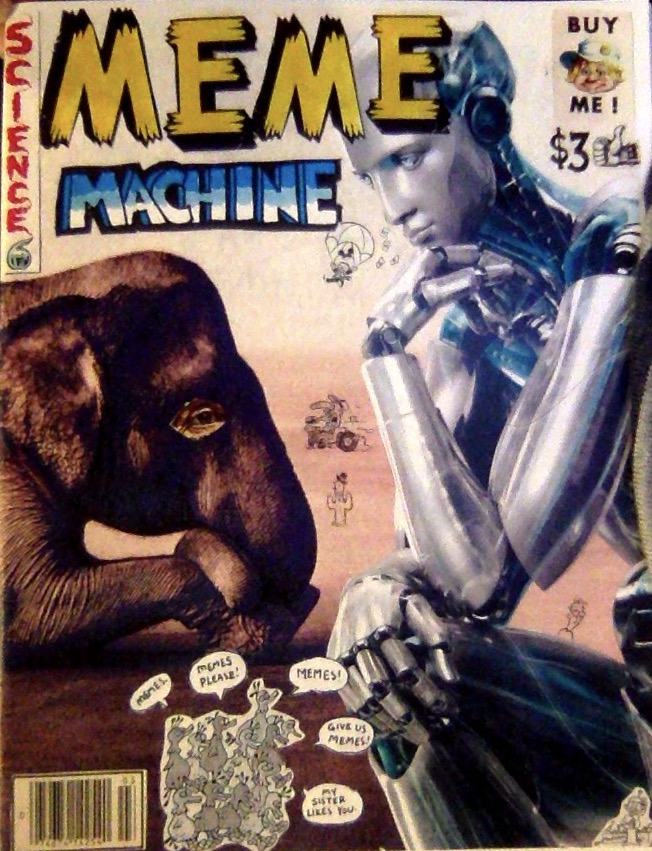 Collage art of a robot and an elephant.