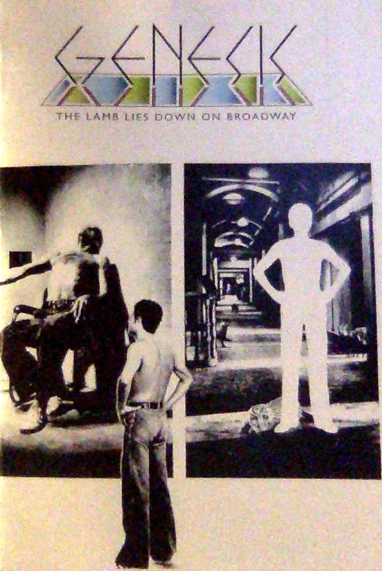 Title text and photos of two shirtless people and some animals in a hallway