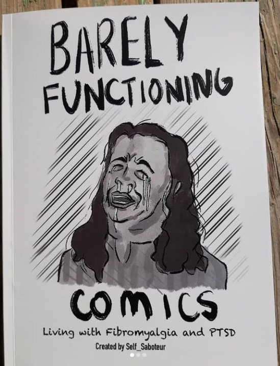 A greyscale illustration of the author, a brown girl with long, dark, curly hair, crying.