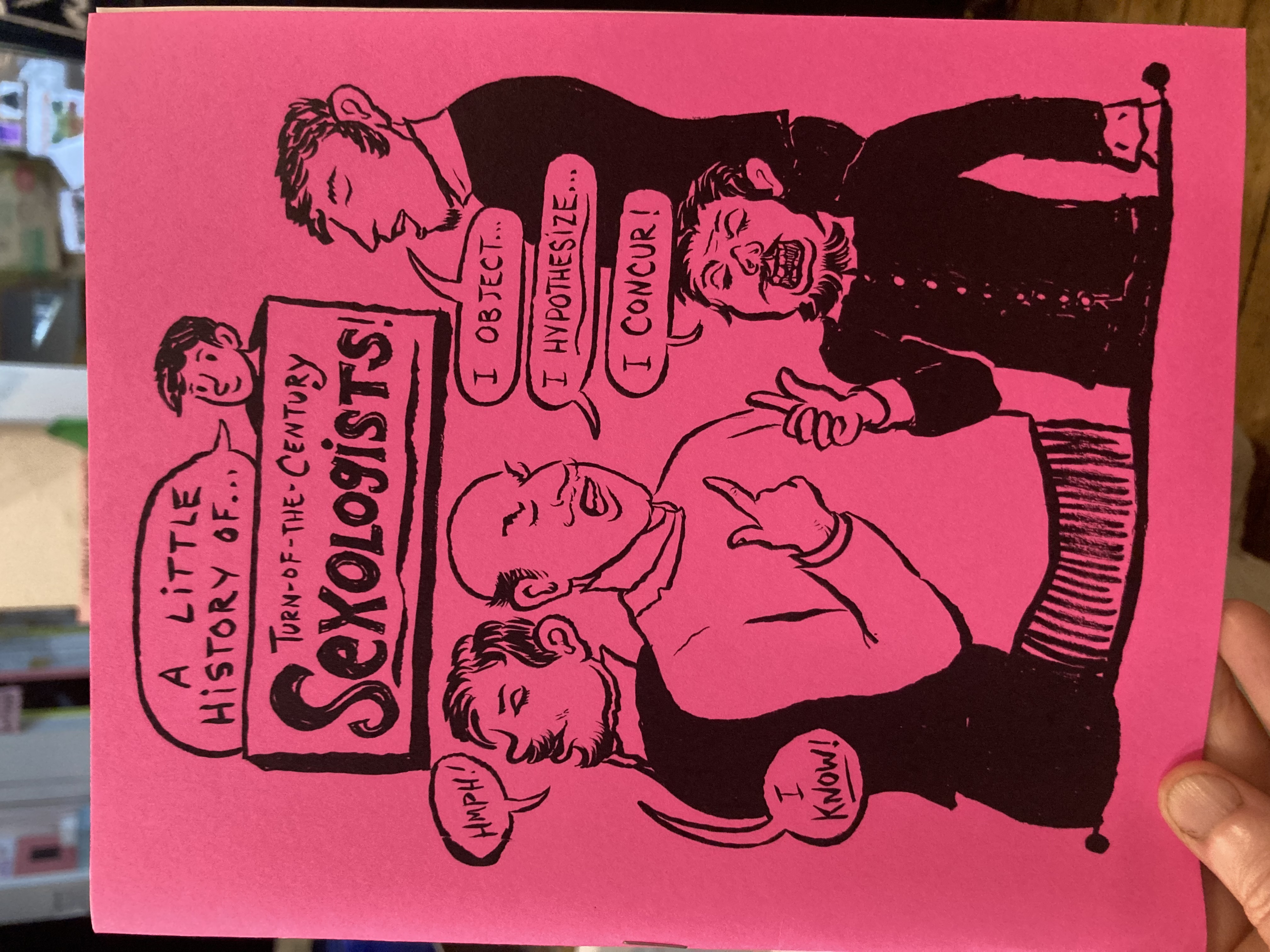 Illustrations of men talking and arguing with the title text "A Little History of Turn-of-the-Century Sexologists"